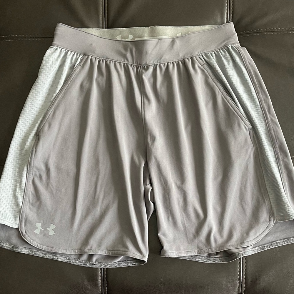 Under Armour Gray and White Women's Athletic Shorts